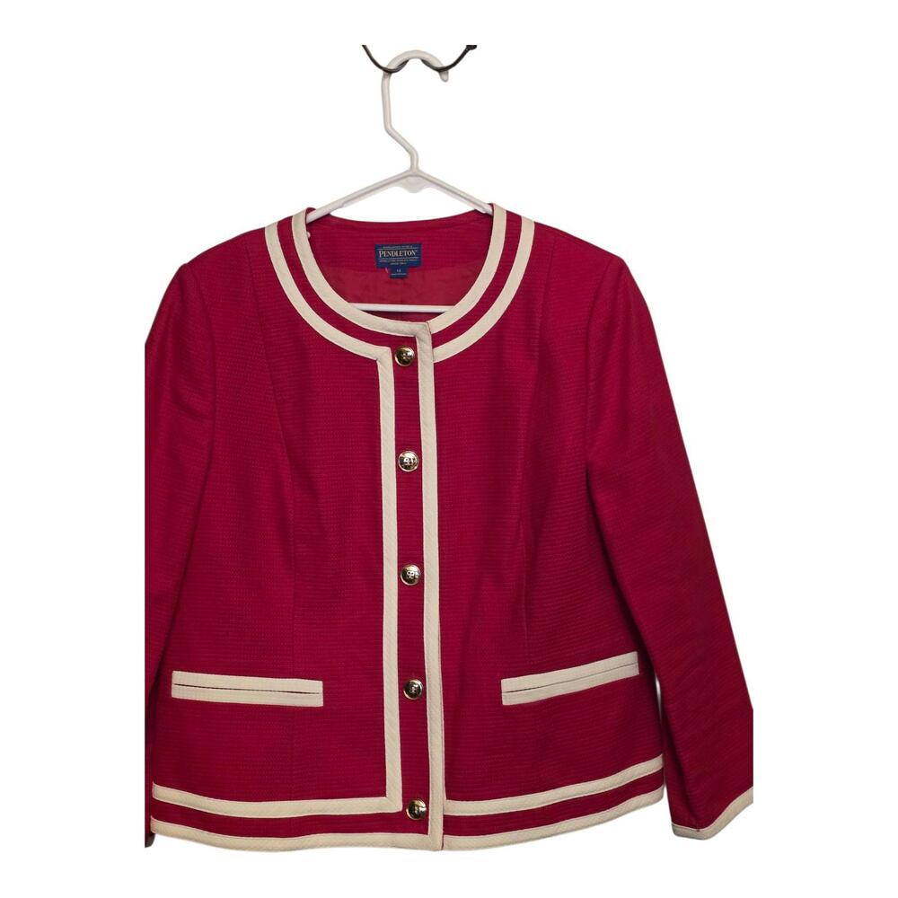 Pendleton Classic Button Uo Blazer Jacket Pink Wh… - image 2